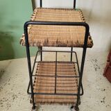 Wicker and vintage black metal trolley