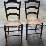 2 chairs rustic straw