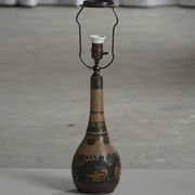 Art Nouveau table lamp in coloured terracotta by L. Hjorth, Bornholm, 1930s.
