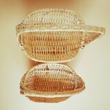 Two baskets made of woven rattan wicker