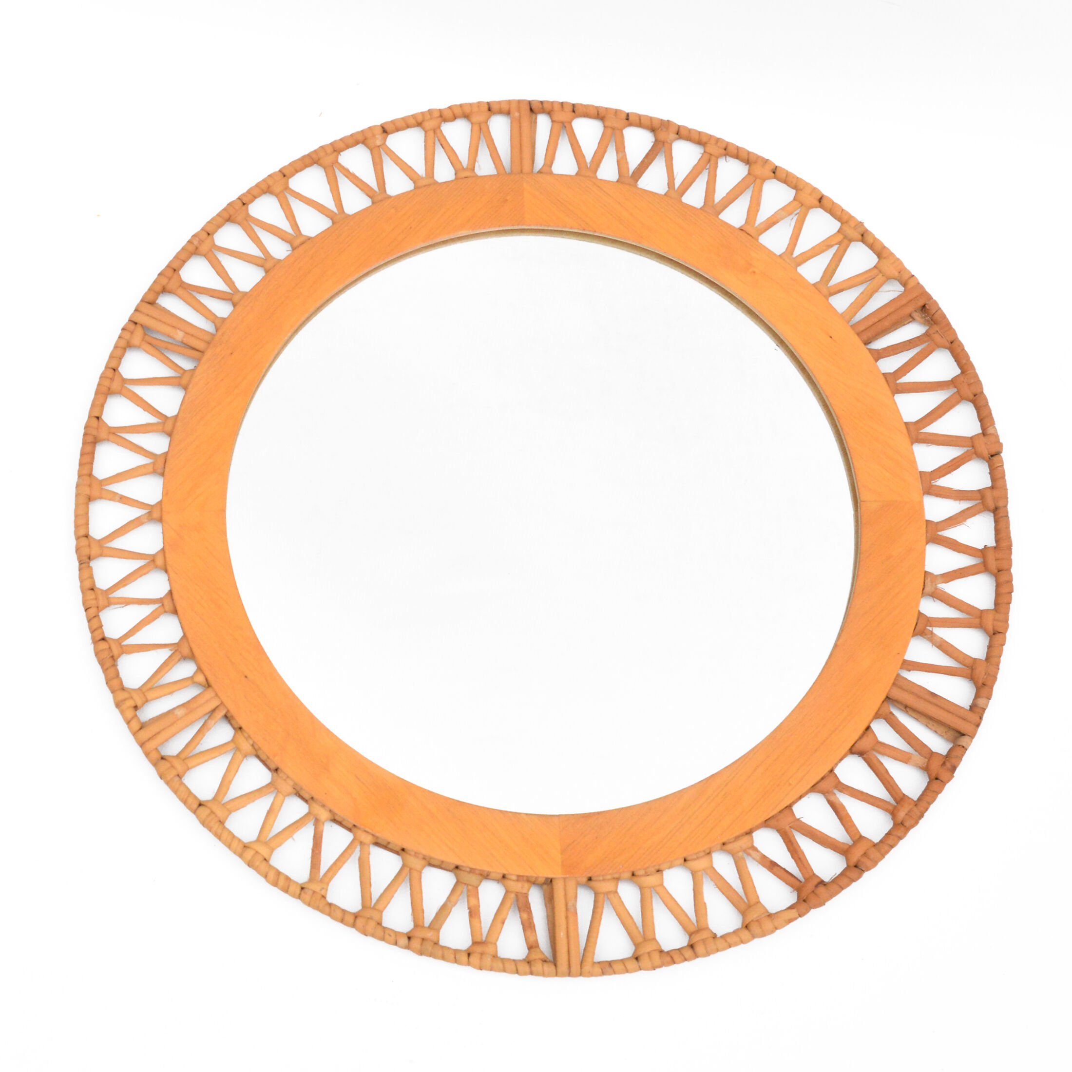 Miroir mural en osier Danemark années 1970 49cm