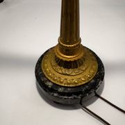 Antique lamp known as a lyre in bronze and marble from the late 19th century.