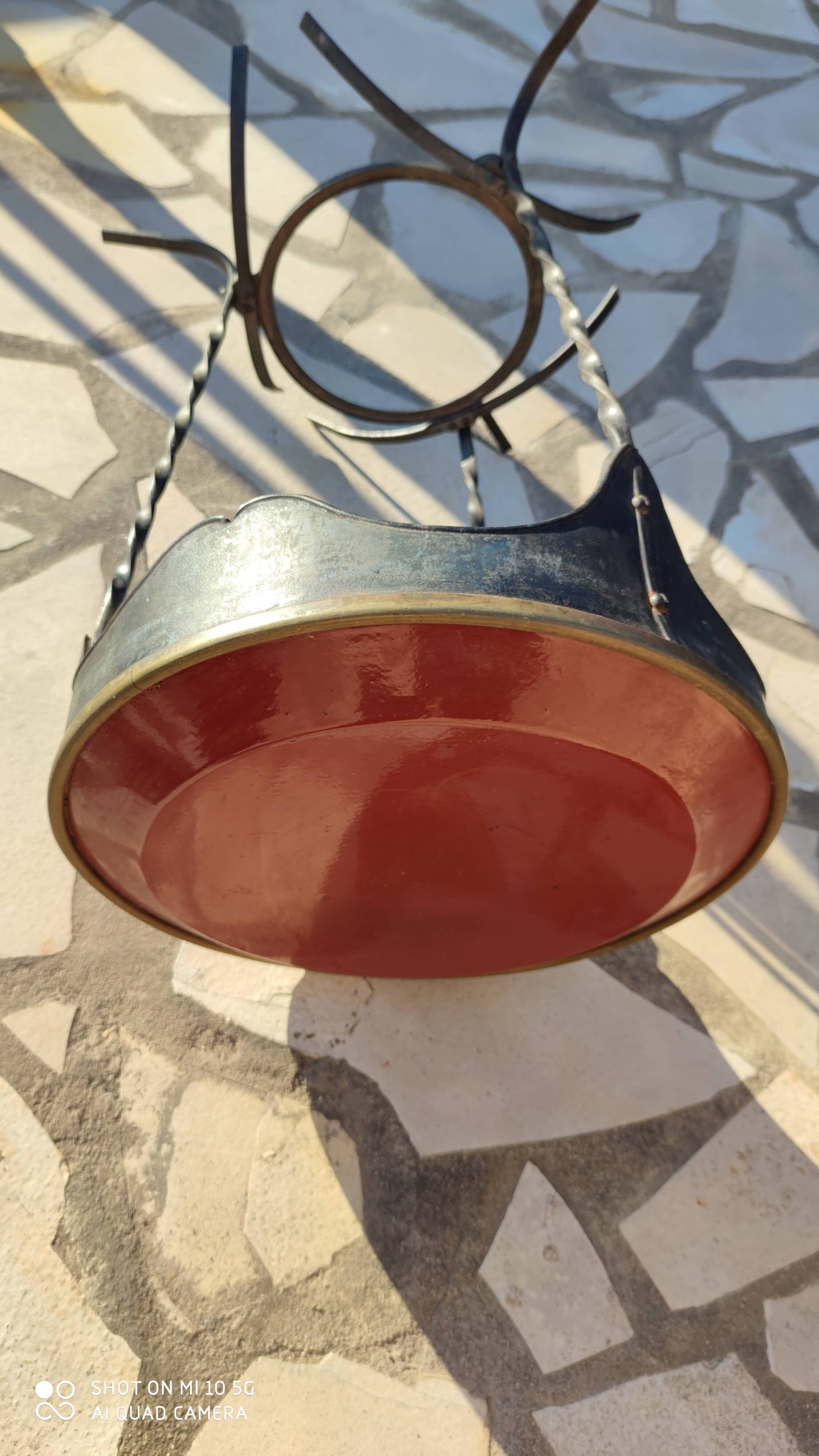 Painted and enameled sheet metal side table