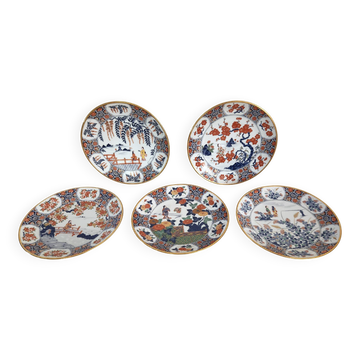5 assiettes en porcelaine japonaise décor main geisha