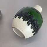 Set of 3 multi-color Fat Lava Op Art pottery vase made Bay Ceramics, Germany