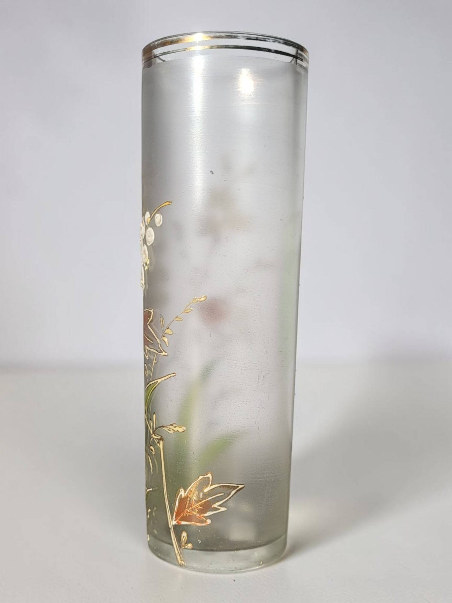 Art Nouveau enamelled glass cylinder vase