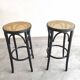 Pair of stools bistro wood and cannage