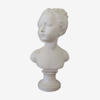 Bust "little girl" in plaster signed