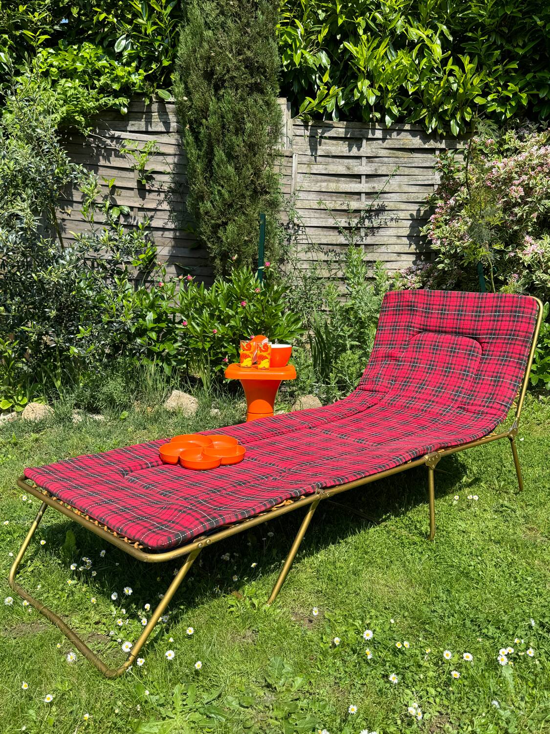Vintage Lafuma folding sun lounger
