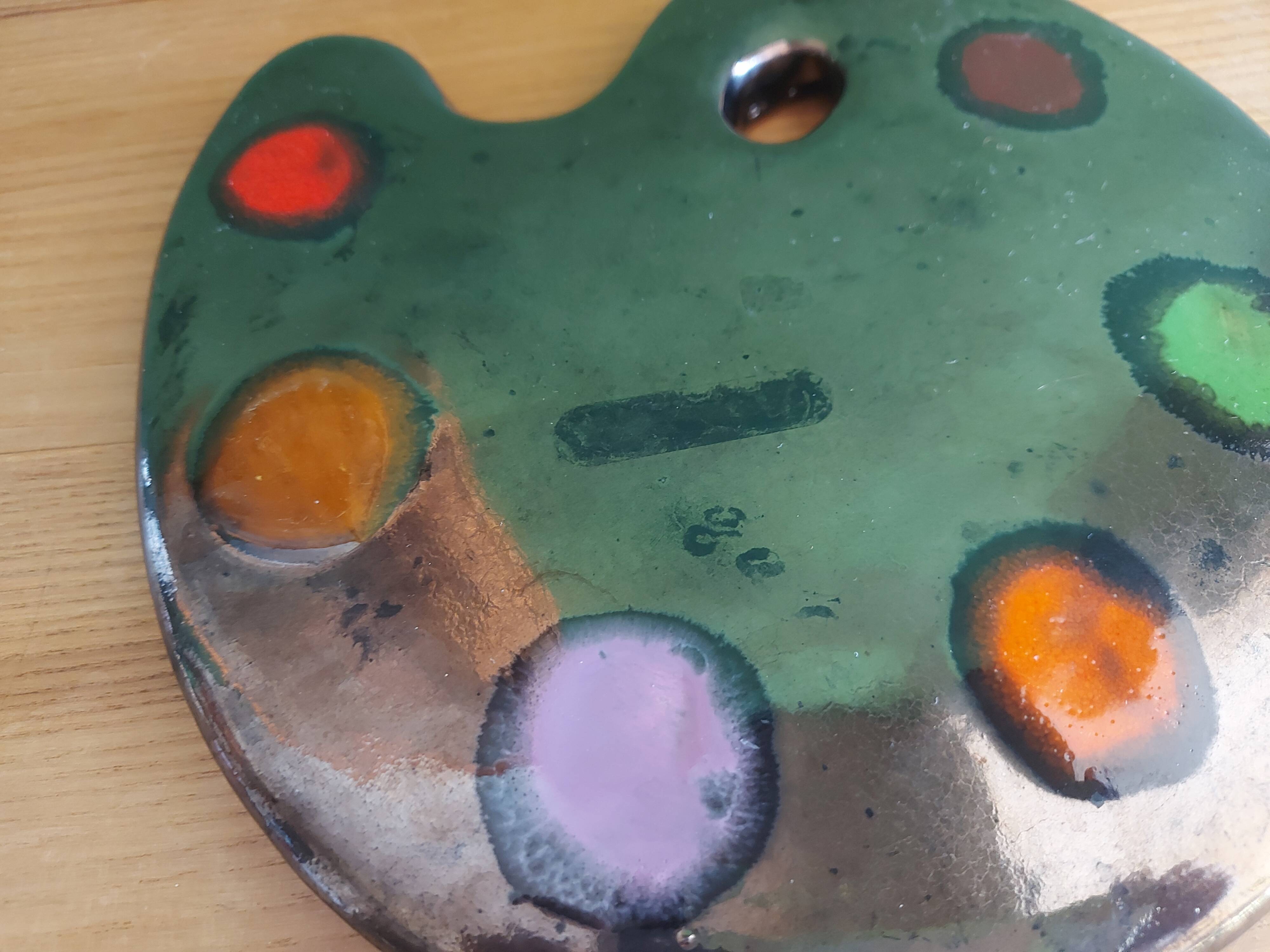 Dessous de plat en céramique vintage en forme de palette de peinture