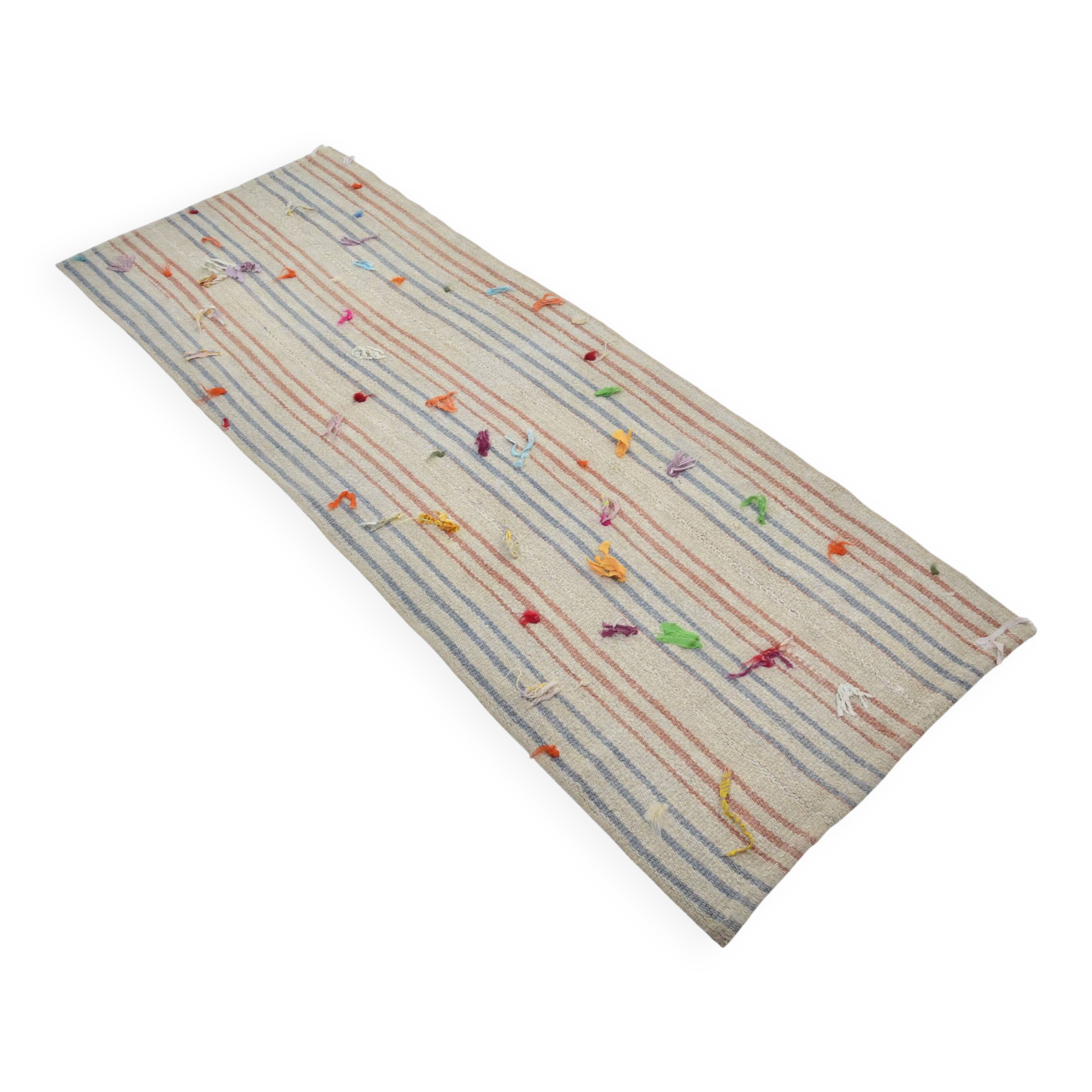 Vintage Turkish Pompom Kilim Runner sku 3384