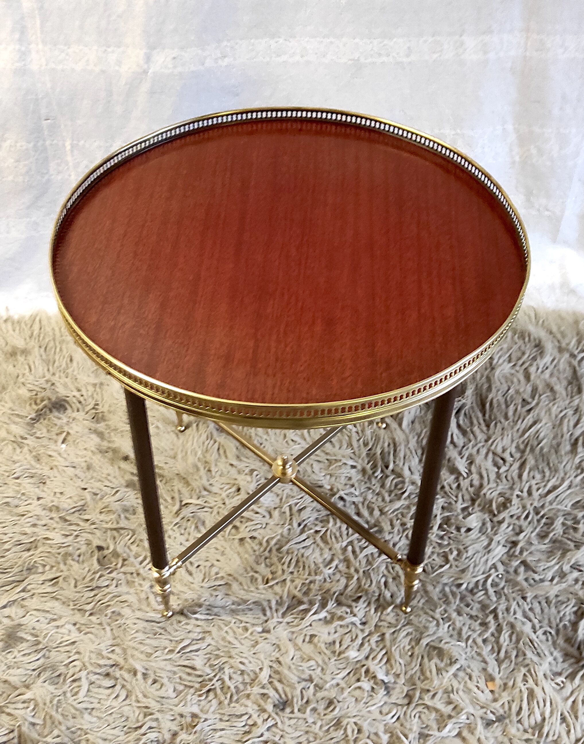 Solid brass coffee table and solid wood 60s/70s