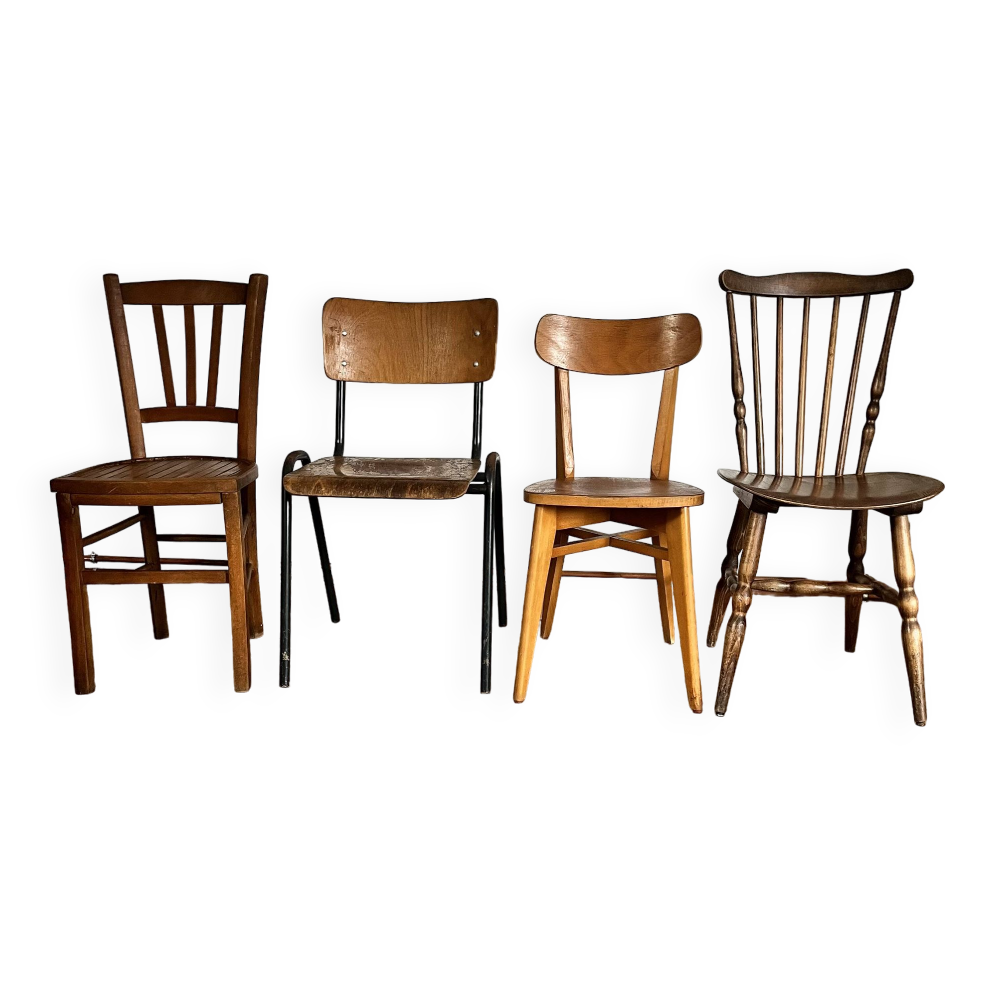 Set of 4 mismatched chairs