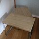 2 nesting tables chrome steel travertine