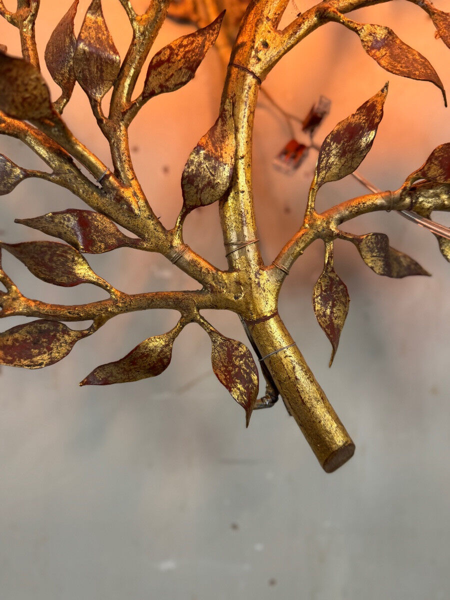 Gilded metal wall lamp with foliage, France circa 1950