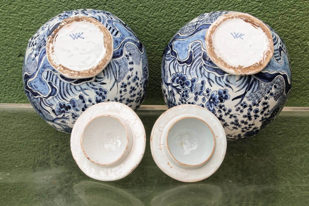 Paire de potiches couvertes, Delft, 18ème, Willem Van der Kool