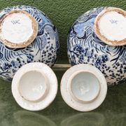 Pair of covered vases, Delft, 18th century, Willem Van der Kool