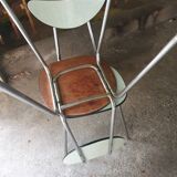 2  chaises en formica vert d'eau, 1970