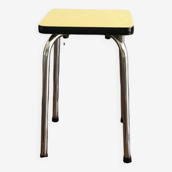 Tabouret en formica jaune vintage