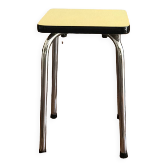 Tabouret en formica jaune vintage