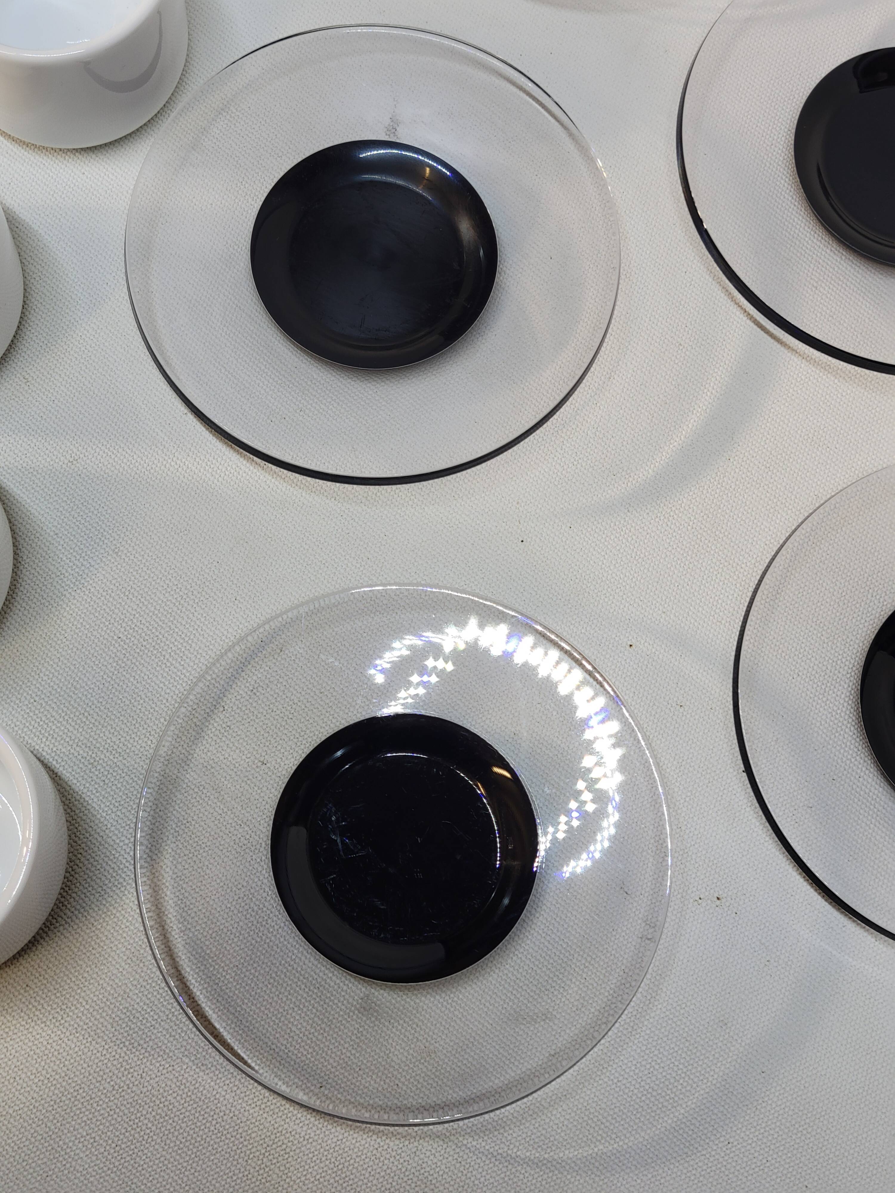 Guzzini Coffee Set 6 Porcelain Espresso Cups and 6 Plexiglas Saucers