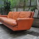 Scandinavian leather and rosewood sofa Fredrik Kayser 1965, 3 places