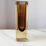 Amber Murano glass soliflore vase Sommerso 1970