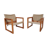 Paire de fauteuils "safari" en pin par Karin Mobring années 80