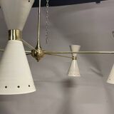 Lampadario a forma di cono in ottone