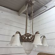 1930s Art Deco bronze chandelier