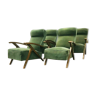 Quatre fauteuils relax des années 70 tapissé en velours vert XXe siècle
