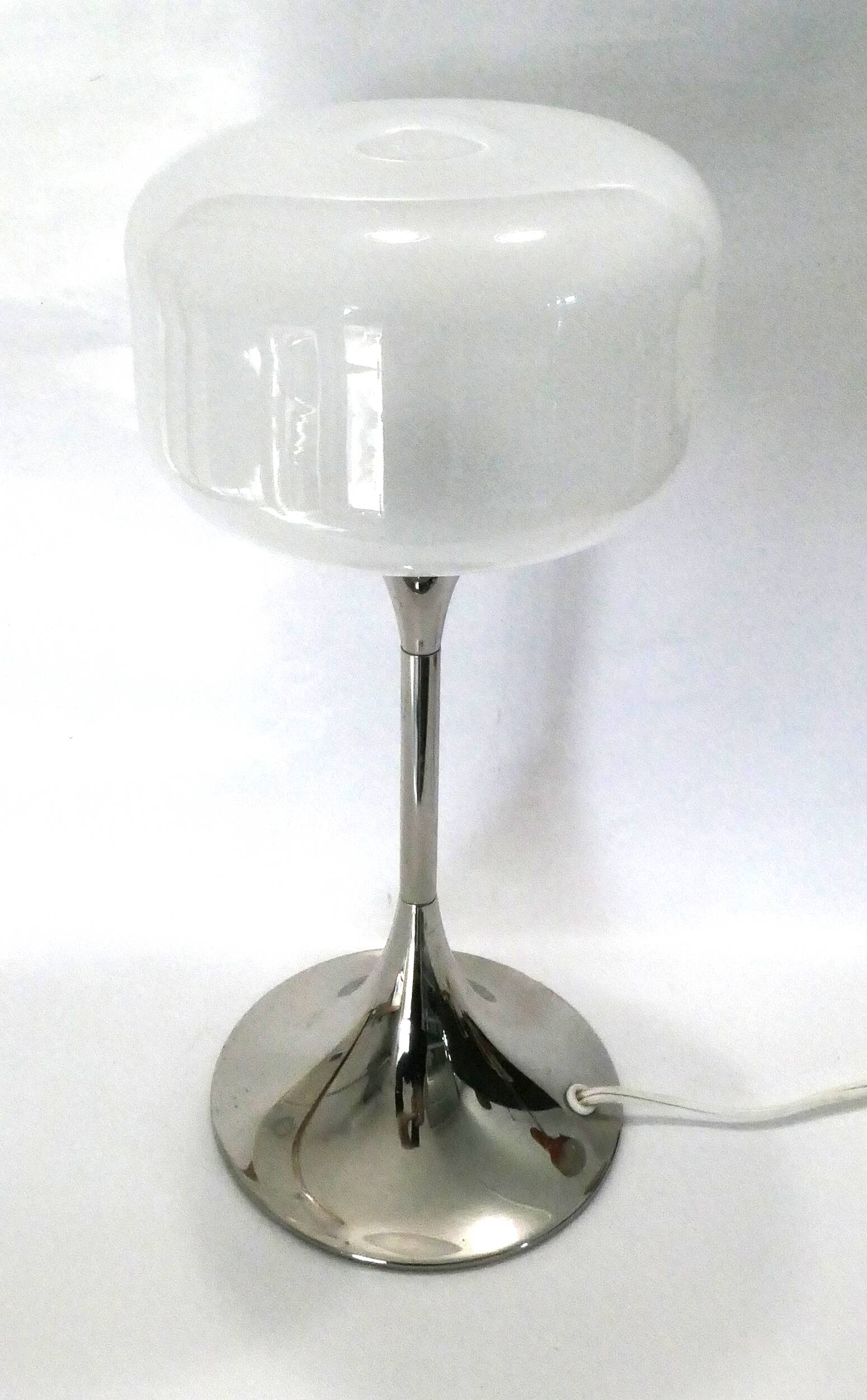 Designer table lamp space age 1960-70 chrome and glass