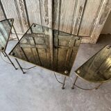 Tripartite coffee table attributed to Maison Baguès.