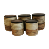 Pots en grès couvercle palissandre circa 70