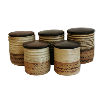 Sandstone pots rosewood lid circa 70