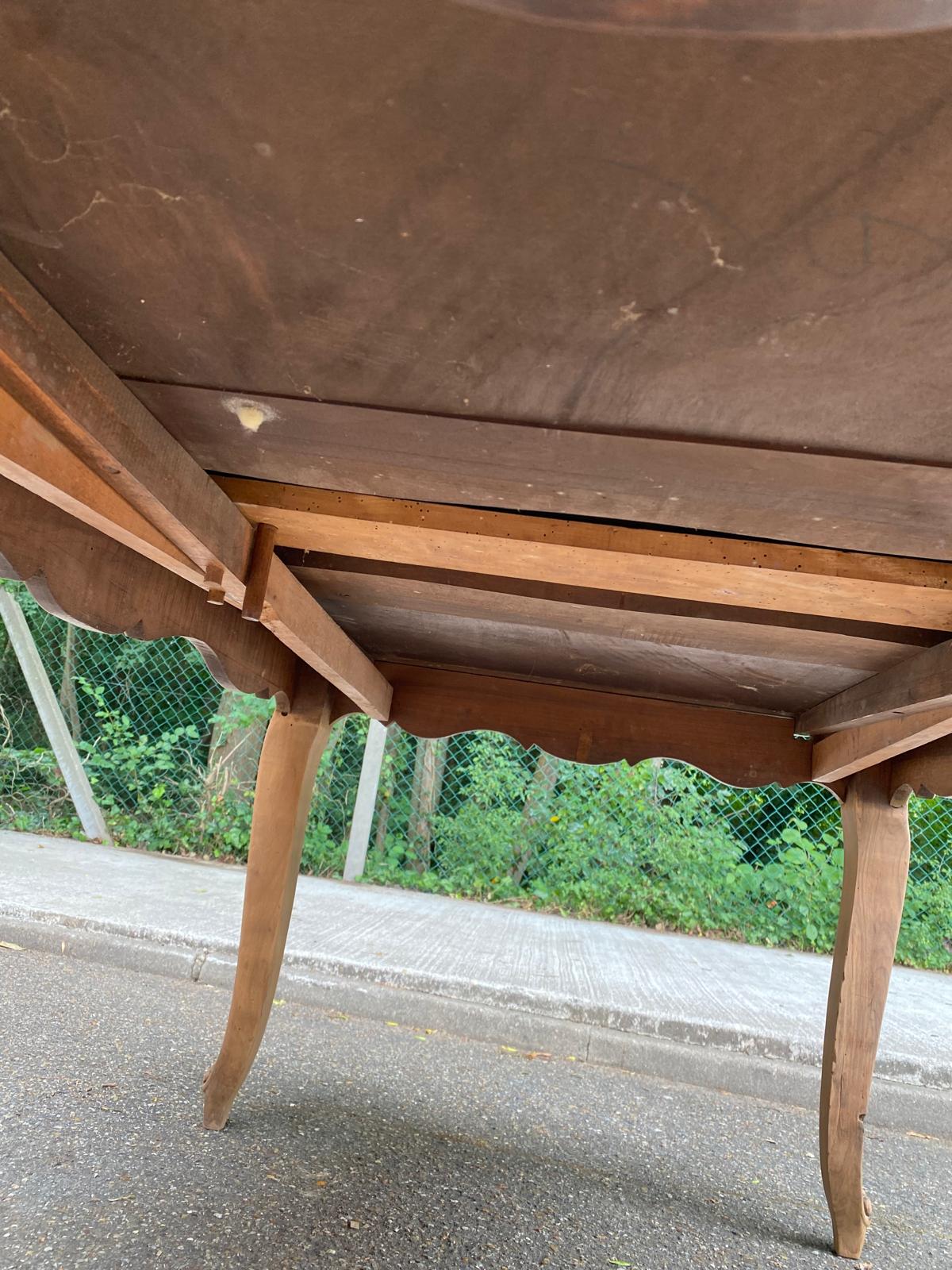 Renovated Louis XV extendable dining table walnut 265cm