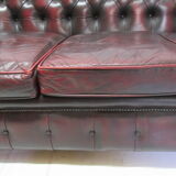 Sofa english chesterfield 3 places leather