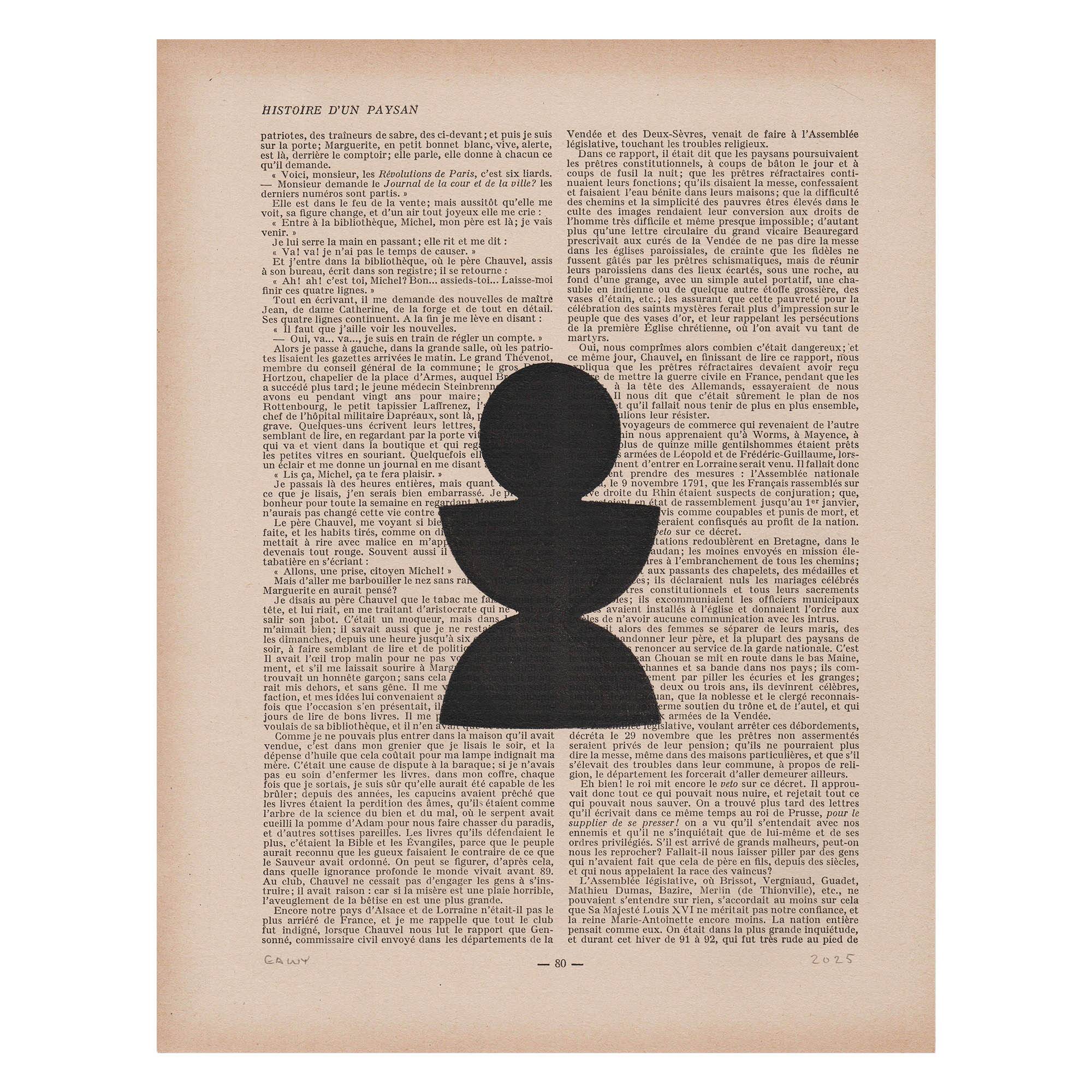 Collection of paintings on old book page - 4 abstract paintings signed Eawy