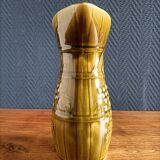 Sarreguemines green ceramic wine pitcher