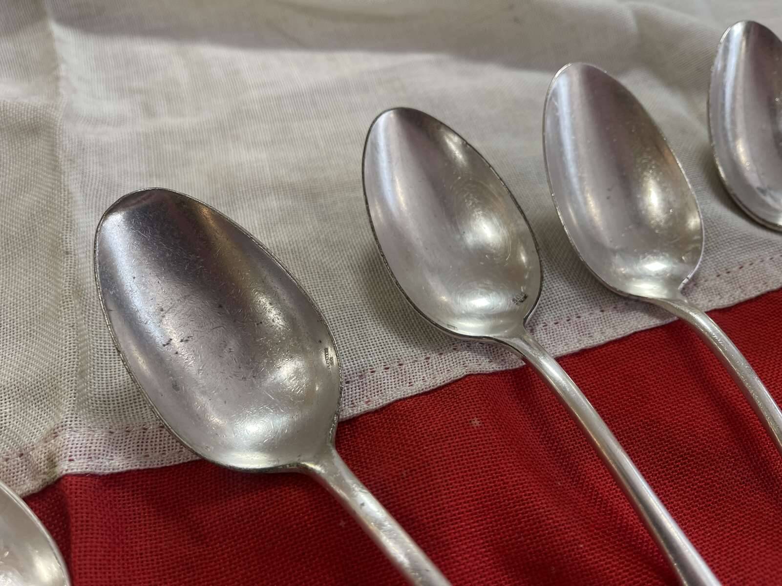 Set of 6 silver-plated French Navy dessert spoons