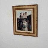 Original mid-century Swedish oil on canvas – “Entrance” by Reuben Hedin – vintage & framed – 55 × 63 cm