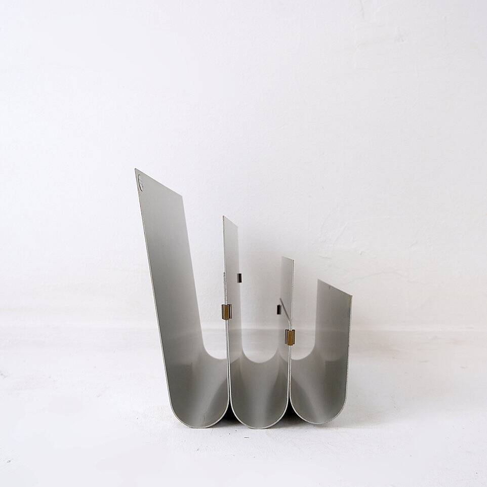 Aluminum Magazine Rack by Pierre Vandel for Espace Pierre Cardin, 1970s