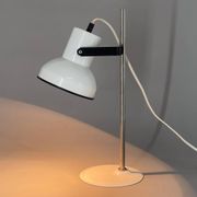 Mid-century White Metal Table Lamp, Czechoslovakia