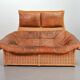 Gerard van de Berg Cognac Patchwork Leather 2-Seat Rockstyle Cane Sofa 70s