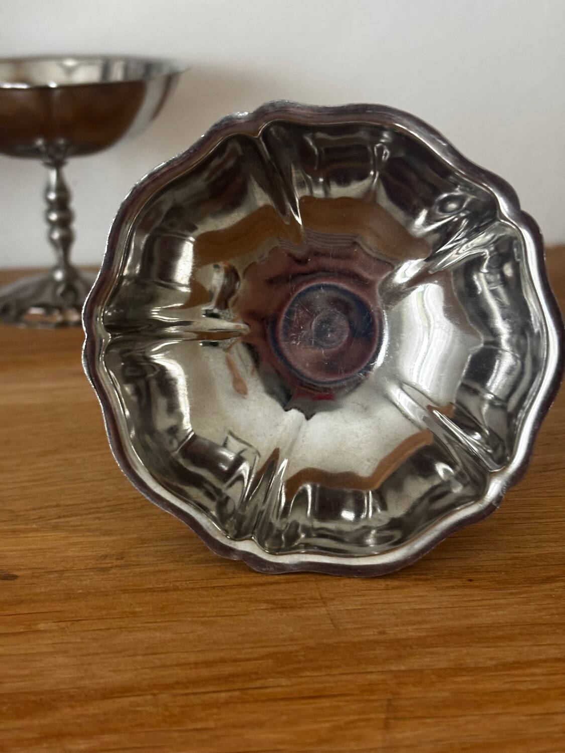 Vintage set of 6 finely engraved stainless steel bowls.