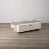 Wooden and chromed metal vintage bar table, 60s