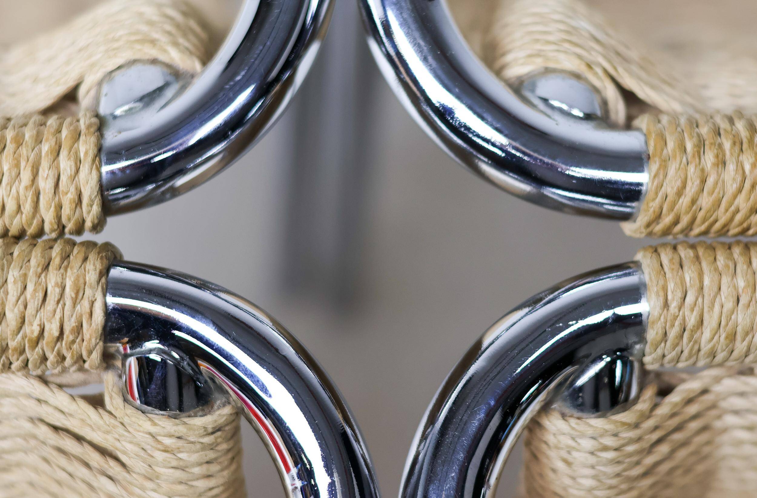 Gabriele Mucchi S5 Italian Modernity Dining Chairs with Chrome Tubular Frames and Rope Seats