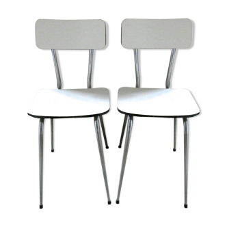 Pair of white formica and slender feet of the 60s Chair