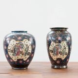 Antique Japanese porcelain vases, Meiji period, 19th century, oriental porcelain art, in