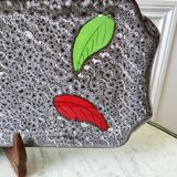 Plat à cake en céramique fat lava années 70